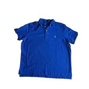U.S. Polo Assn. Pique 100% Cotton Men's Polo Shirt Blue Chest Logo Size XL